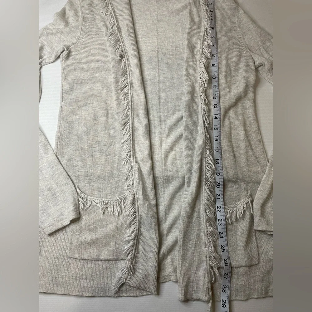 Lilly Pulitzer Bridget Fringe Cardigan Gray Wool Cashmere Blend Sz M Open Front - Picture 3 of 7